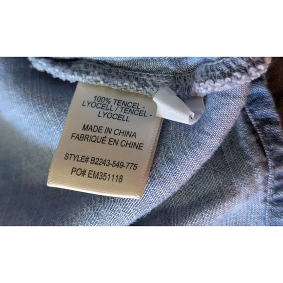 Anthropologie Cloth & Stone Tencel Cami Tank Top L Frayed Edge Denim Chambray - Picture 4 of 7